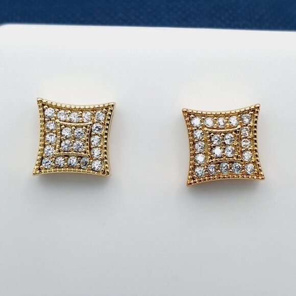 "14K Gold Plated Cubic Zircon Earrings, INUS1BR112 - Picture 9 of 10